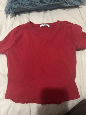 RSQ Red Ribbed Short-Sleeve Kids Tee